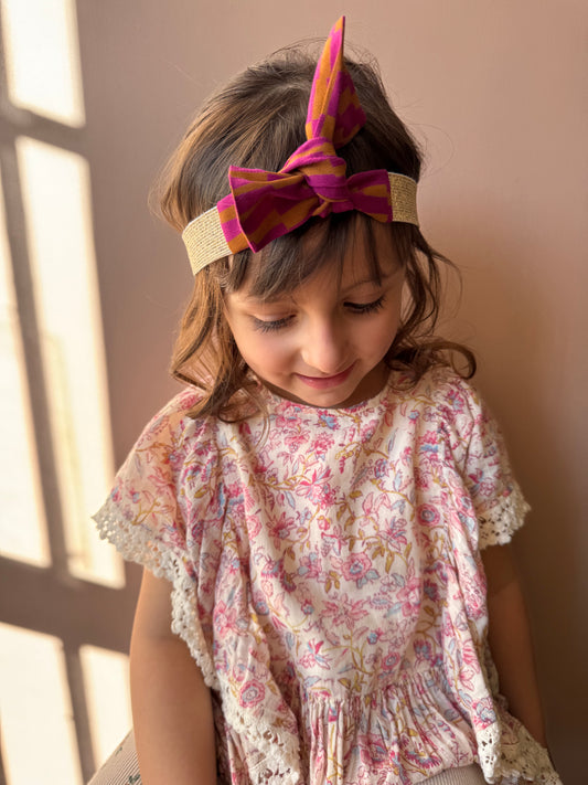 Fascia Bimba senape/fucsia Jolie Mouette