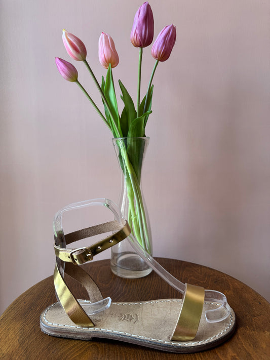 Sandali laminato oro Gianluca L’artigiano del cuoio