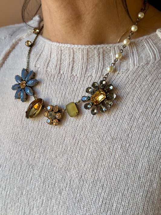 Girocollo mix fiori polvere/grigio Unique