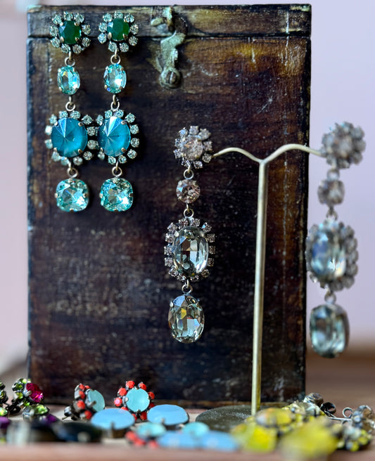 Orecchini Barocco Unique 2 bordi strass colori vari