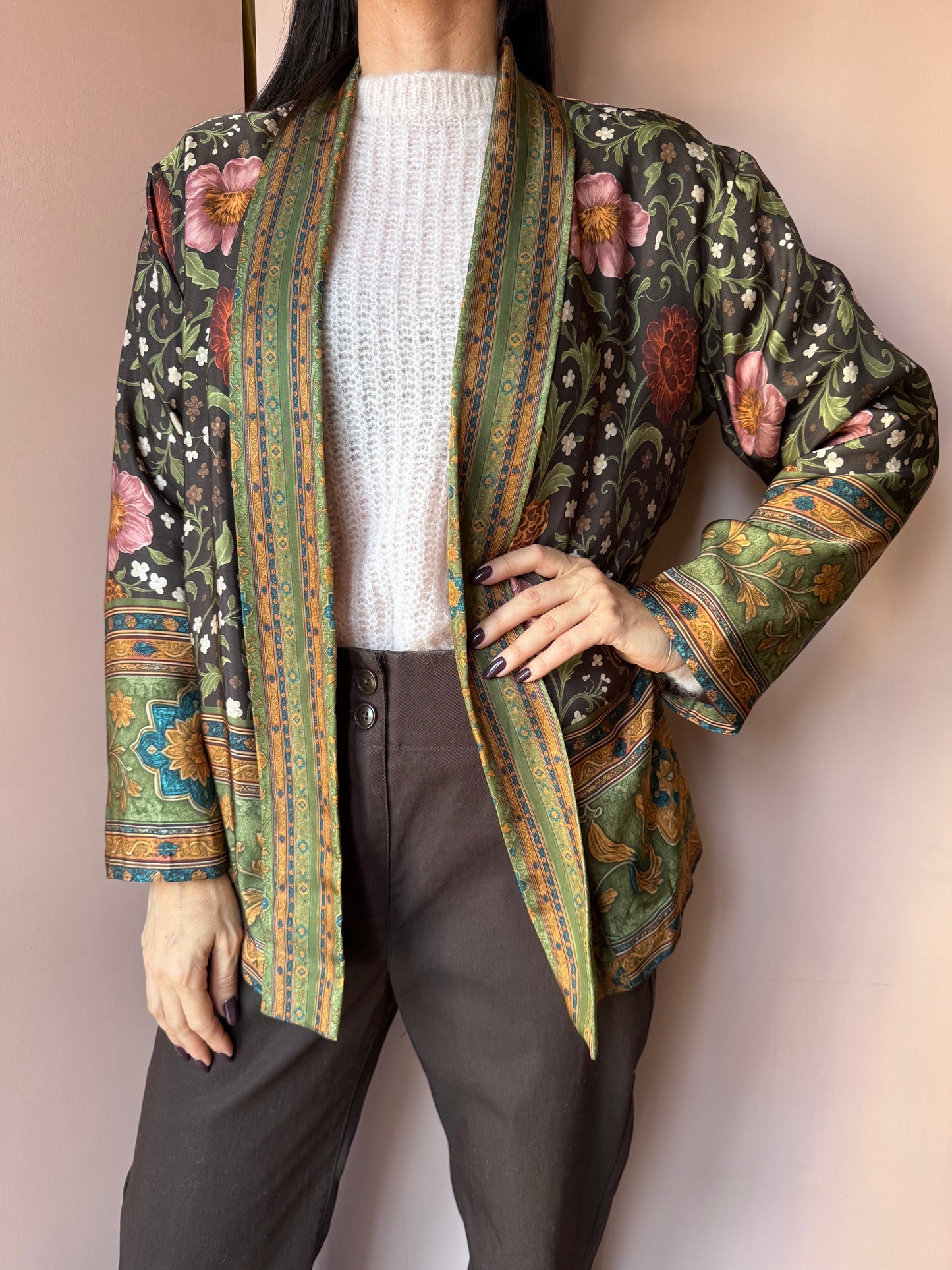 Kimono fiori rosa WU SIDE