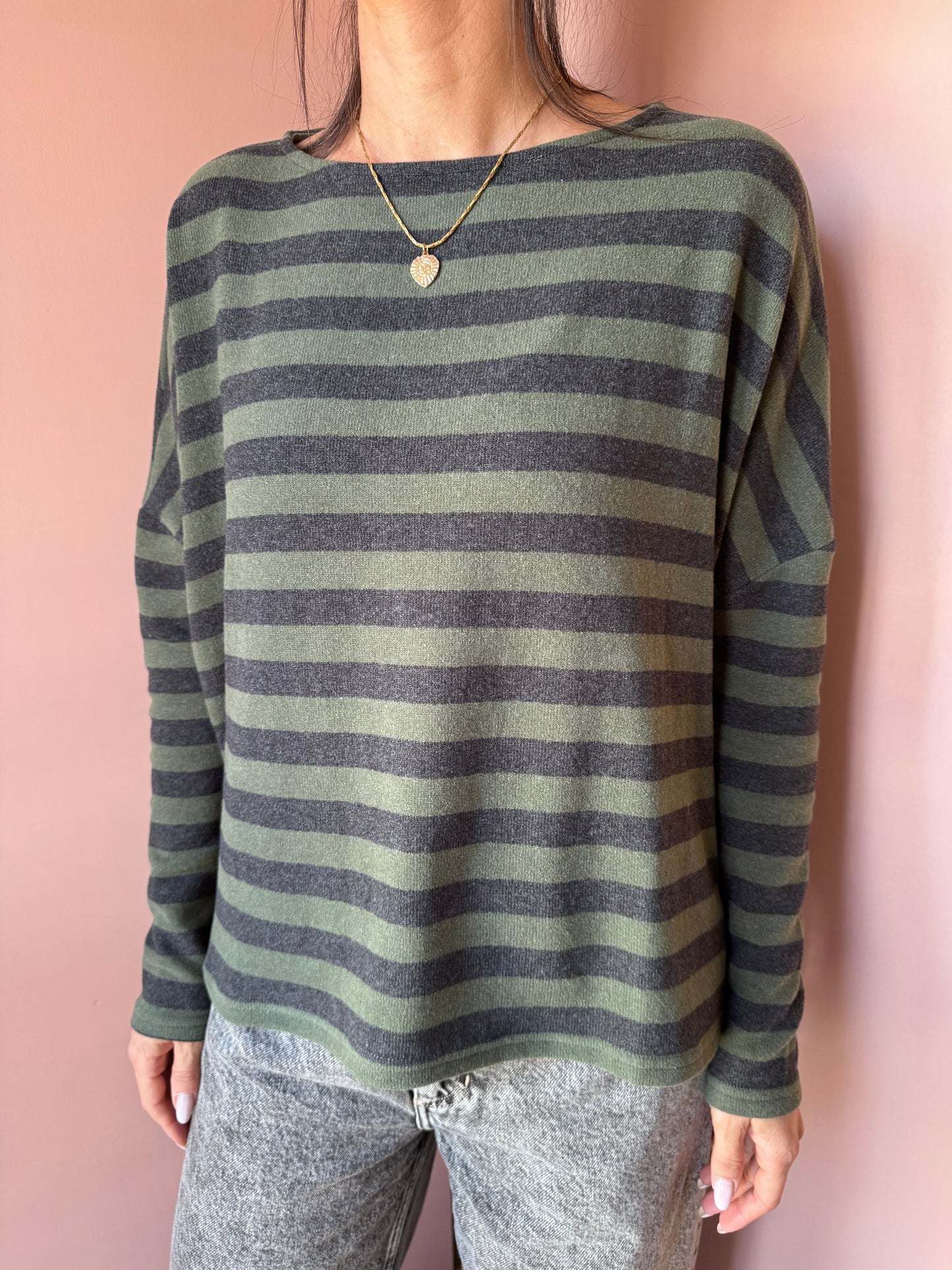 Maglia Boxy a righe foresta Neirami