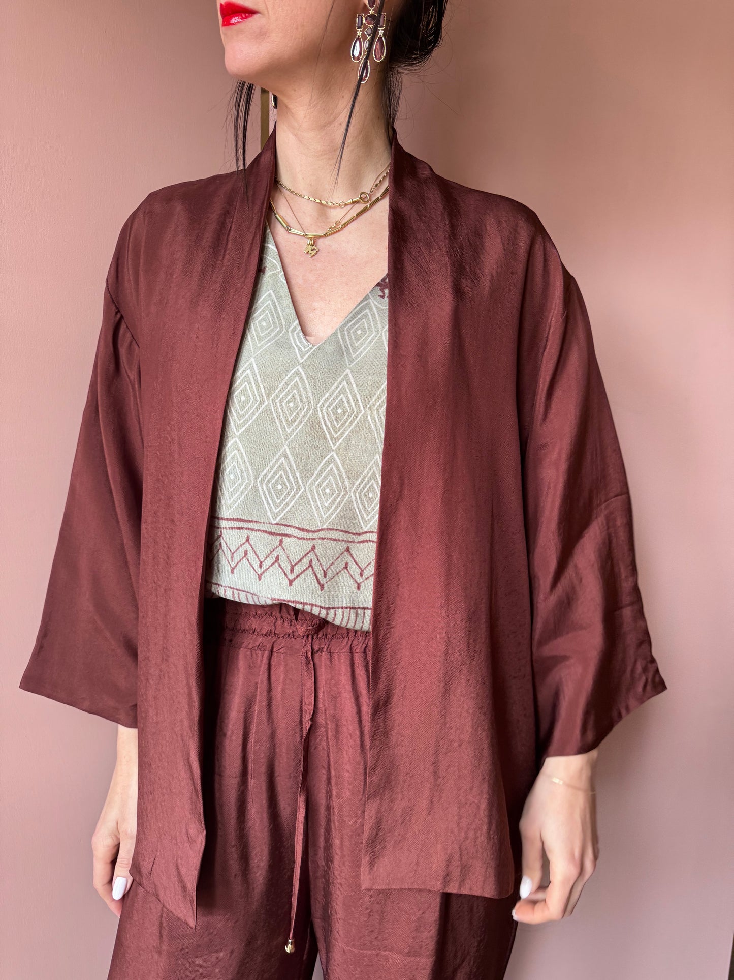 Kimono corto cioccolato Wu Side
