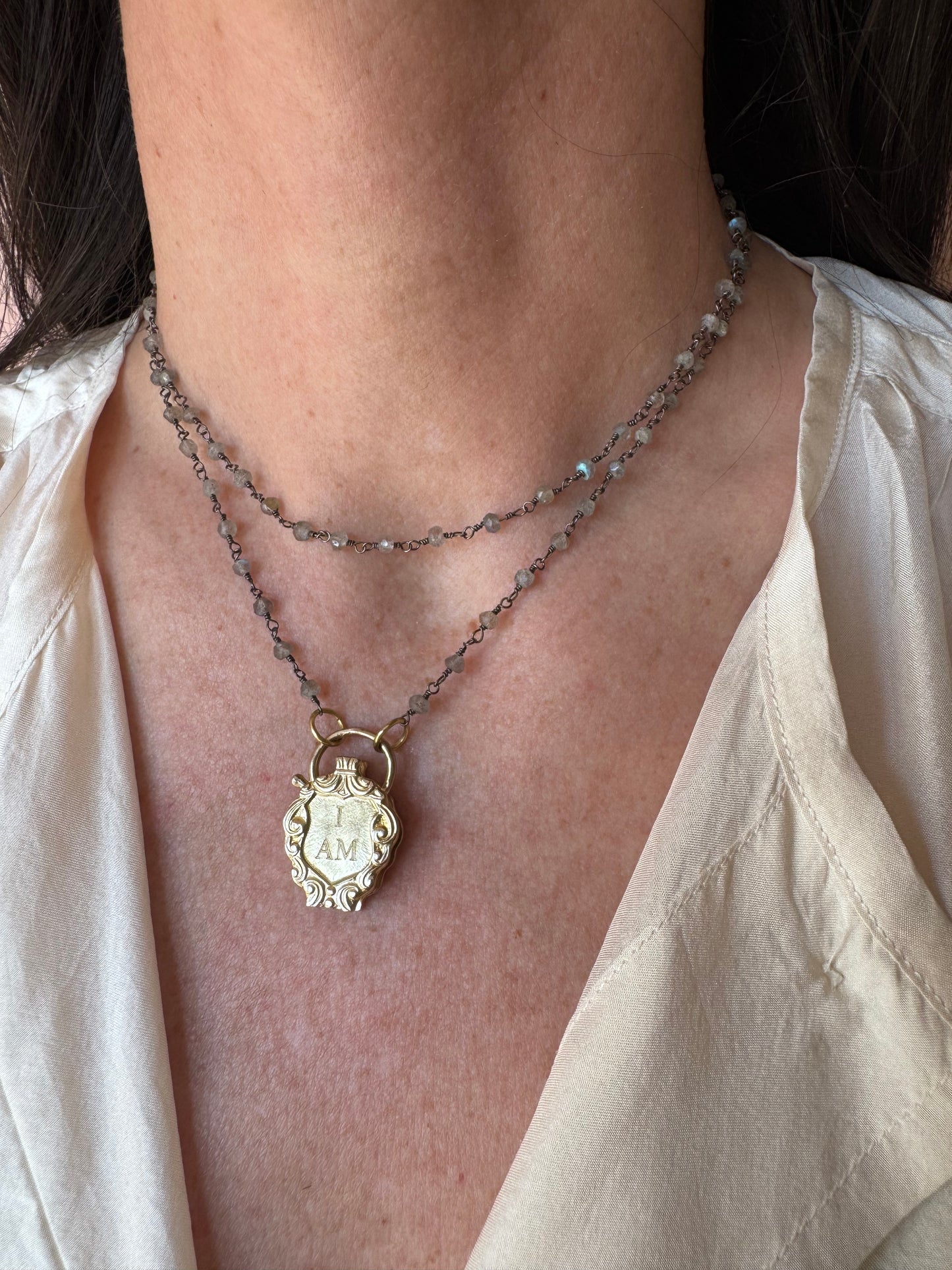 Rosario labradorite con lucchetto mini double face L|UNA