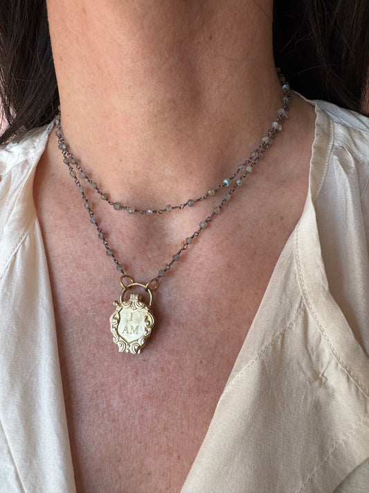 Rosario labradorite con lucchetto mini double face L|UNA
