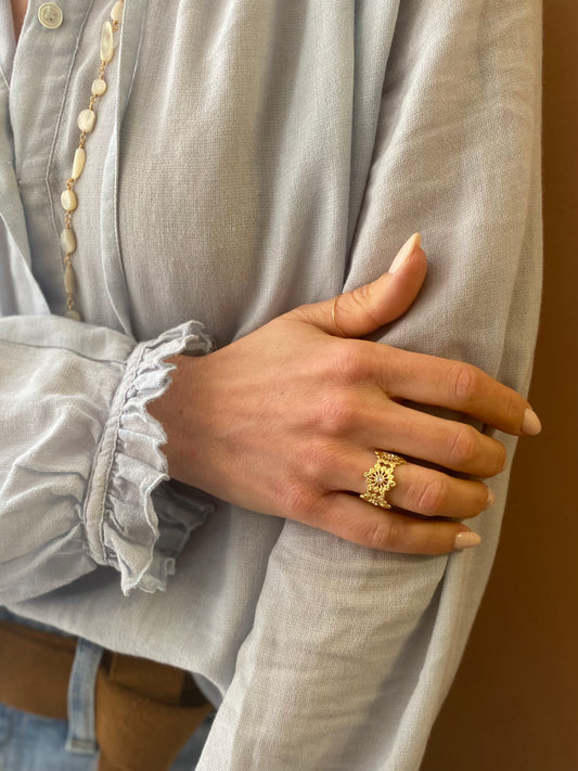 Anello fiore con cristallo