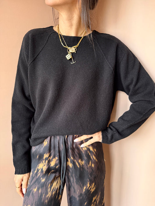 Maglia girocollo nero FLOOR