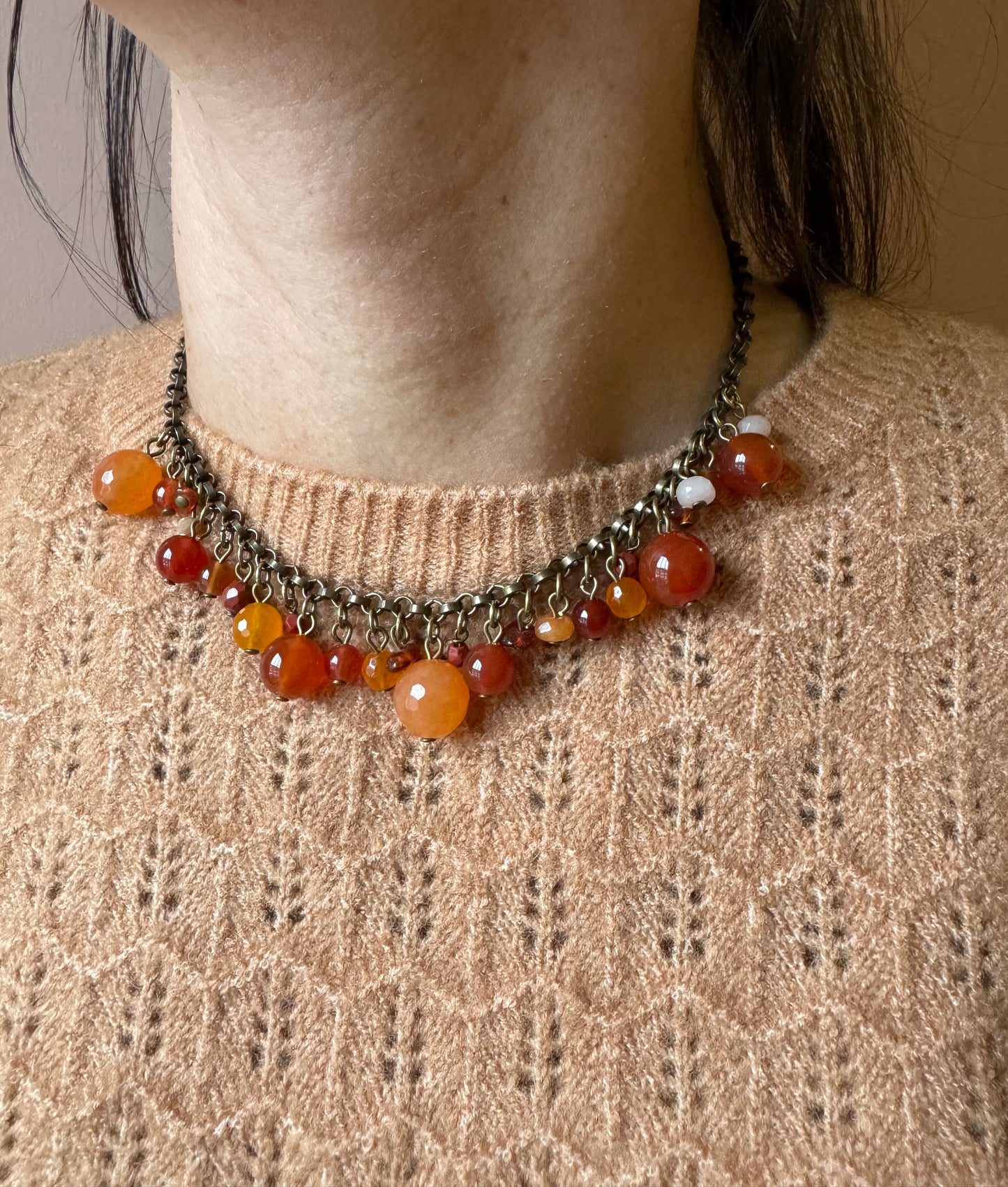 Choker perline arancio Unique