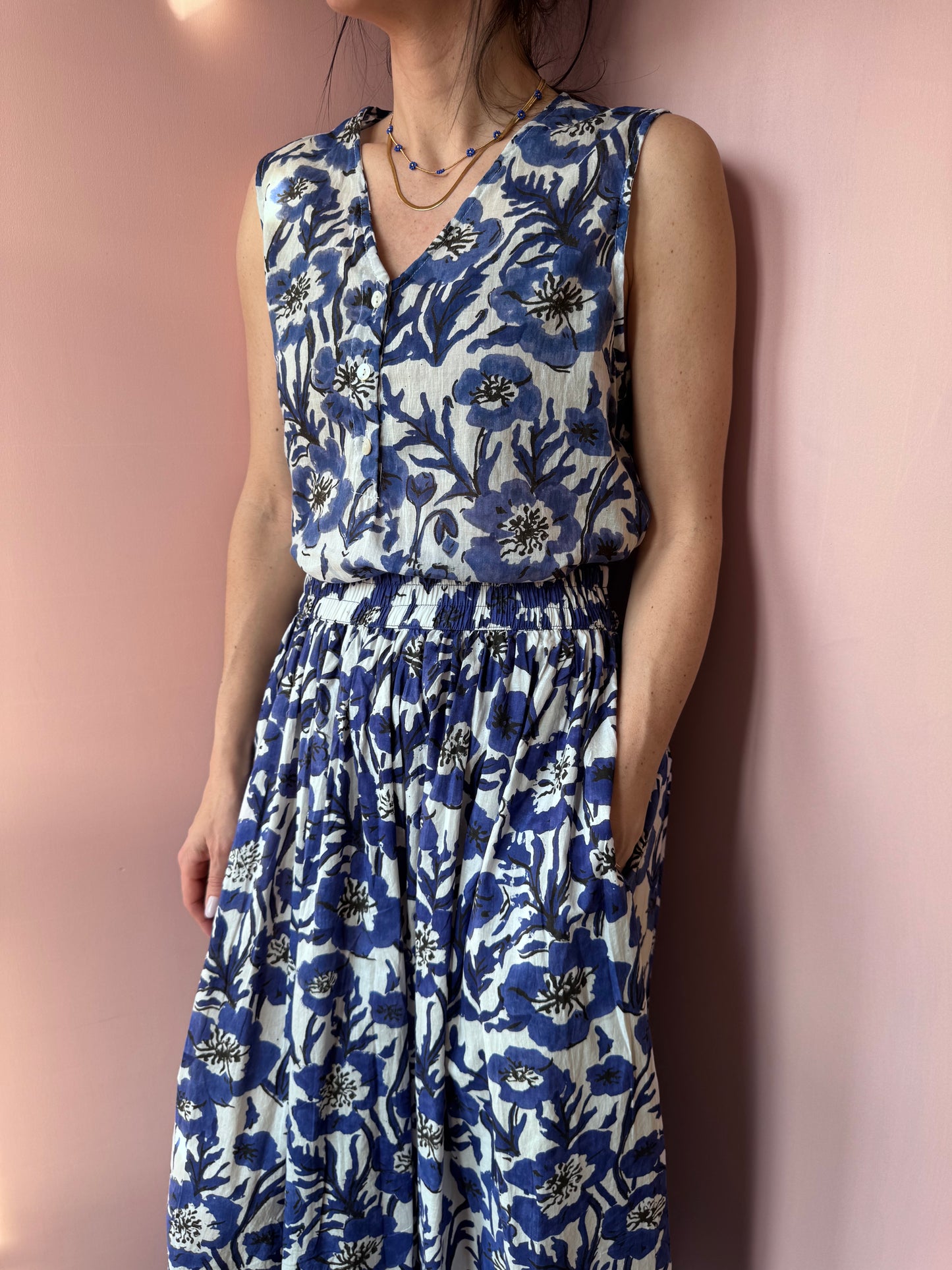 Top Fiori Blu XIWIKJ
