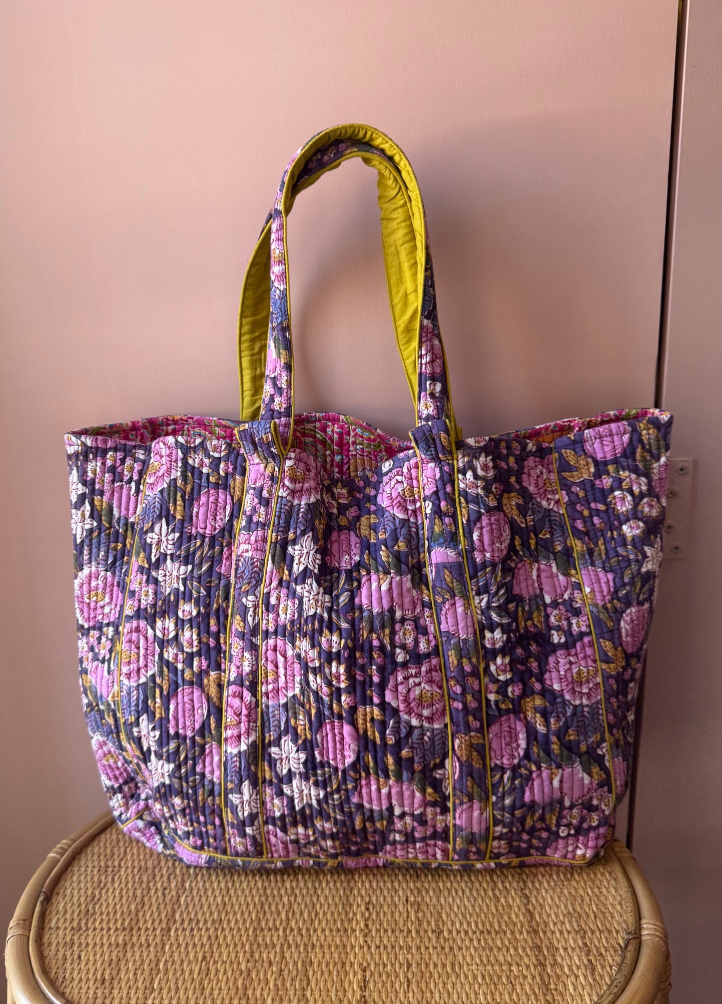 Borsa fiori lilla/giallo FT26