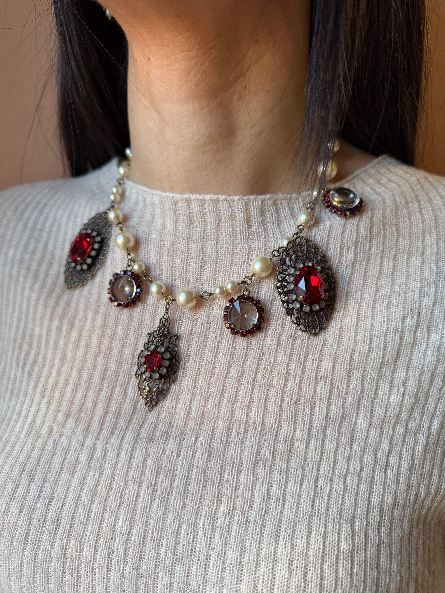 Collana mix rosoni rosso Unique