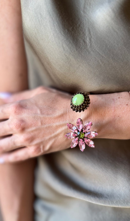 Bracciale fiorito rosa verde UNIQUE