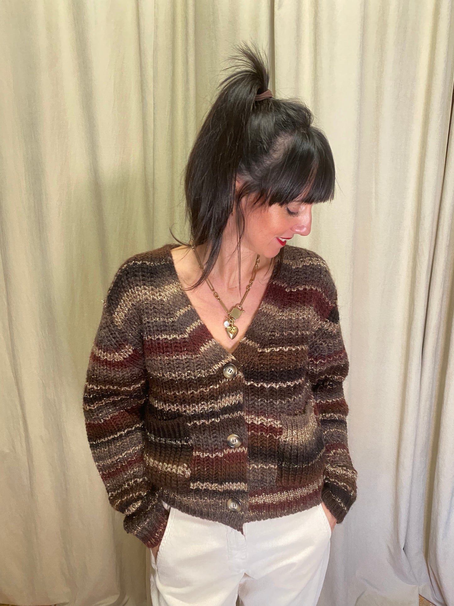 Cardigan mélange marrone Ottod’ame