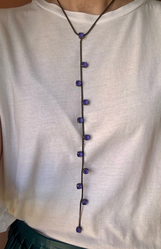 Collana con catena e strass viola Unique