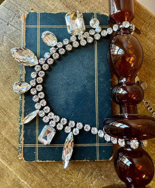 Girocollo doppio giro strass e mix castoni argento Unique