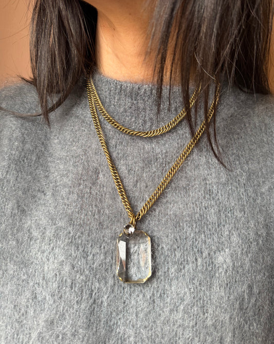 Collana ciondolo trasparente rettangolare Unique