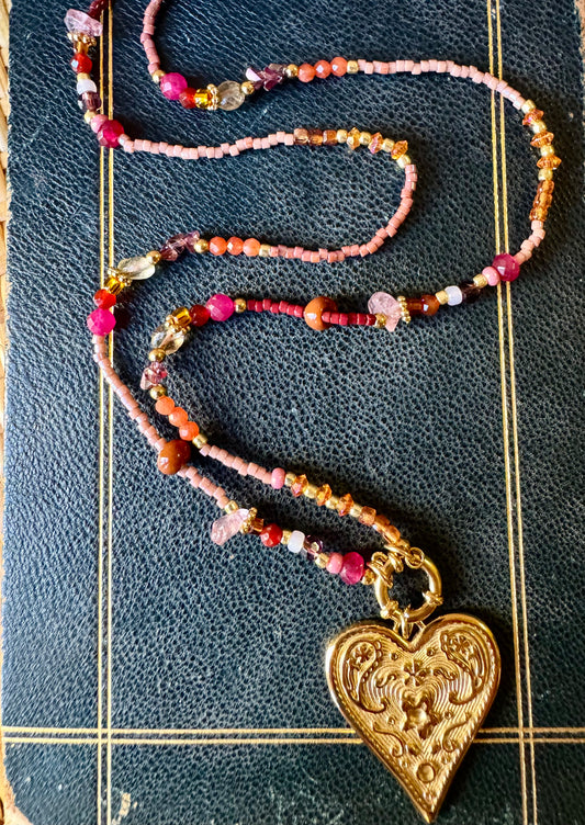 Collana cuore e perline