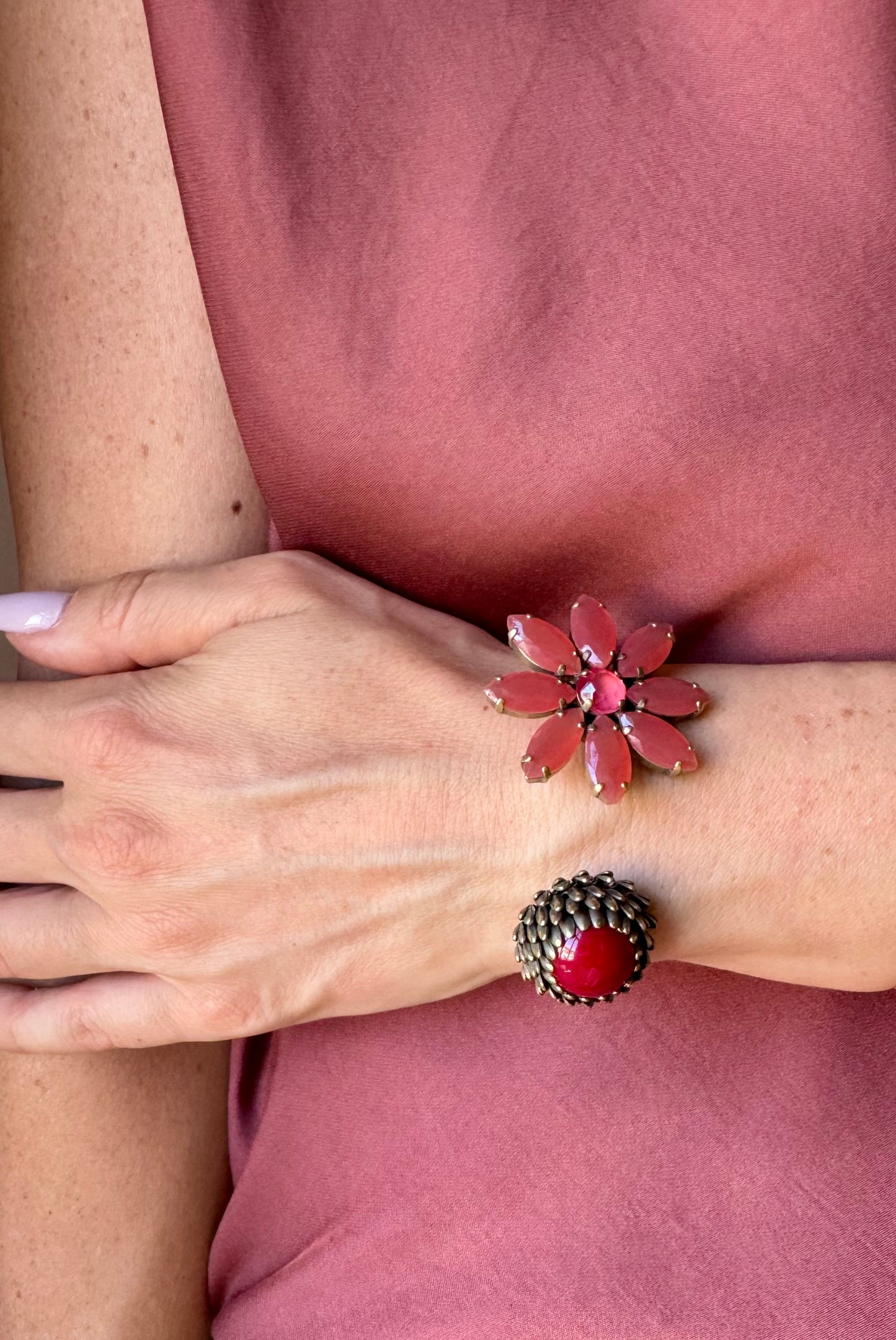 Bracciale fiorito anguria rosso UNIQUE