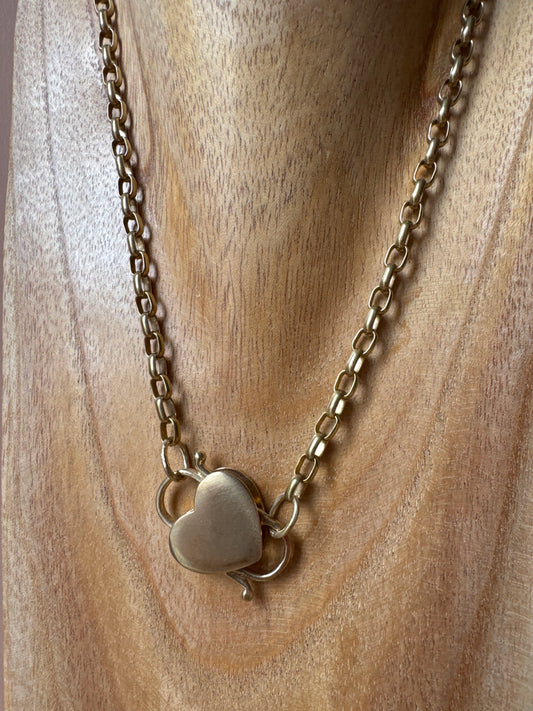 Collana lucchetto cuore liscio L|UNA