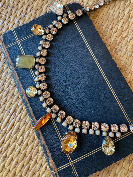 Girocollo doppio giro strass e mix castoni miele Unique