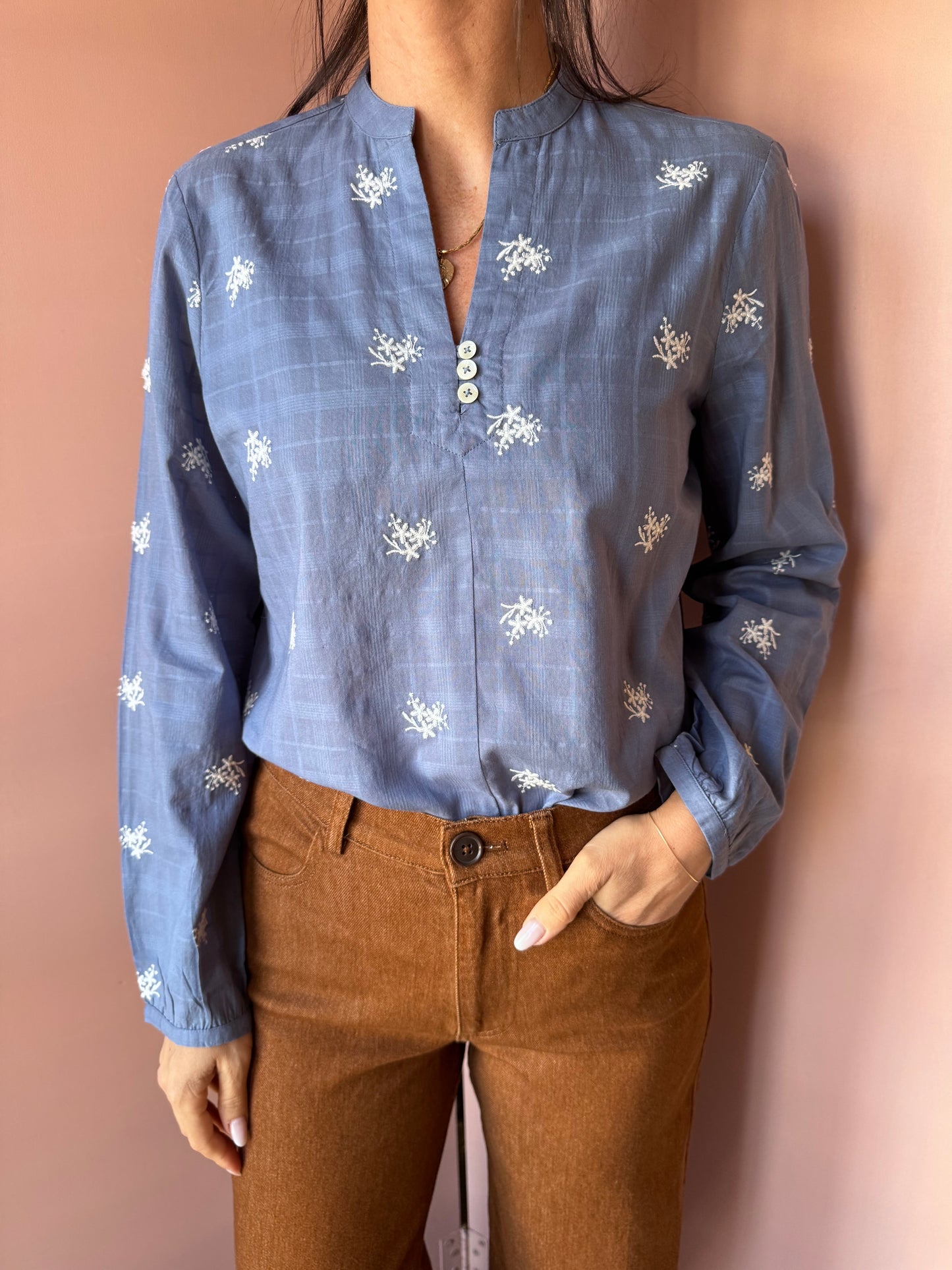 Camicia ricamata azzurro Nice Things