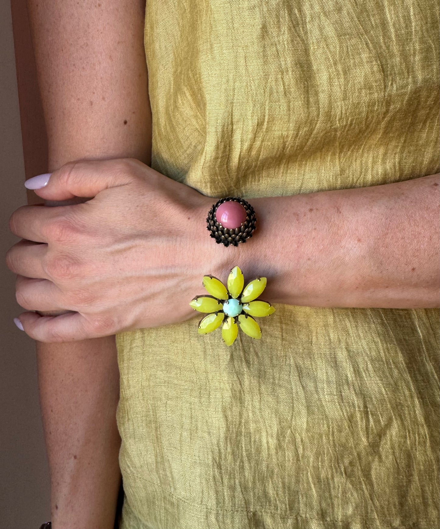 Bracciale fiorito rosa lime UNIQUE