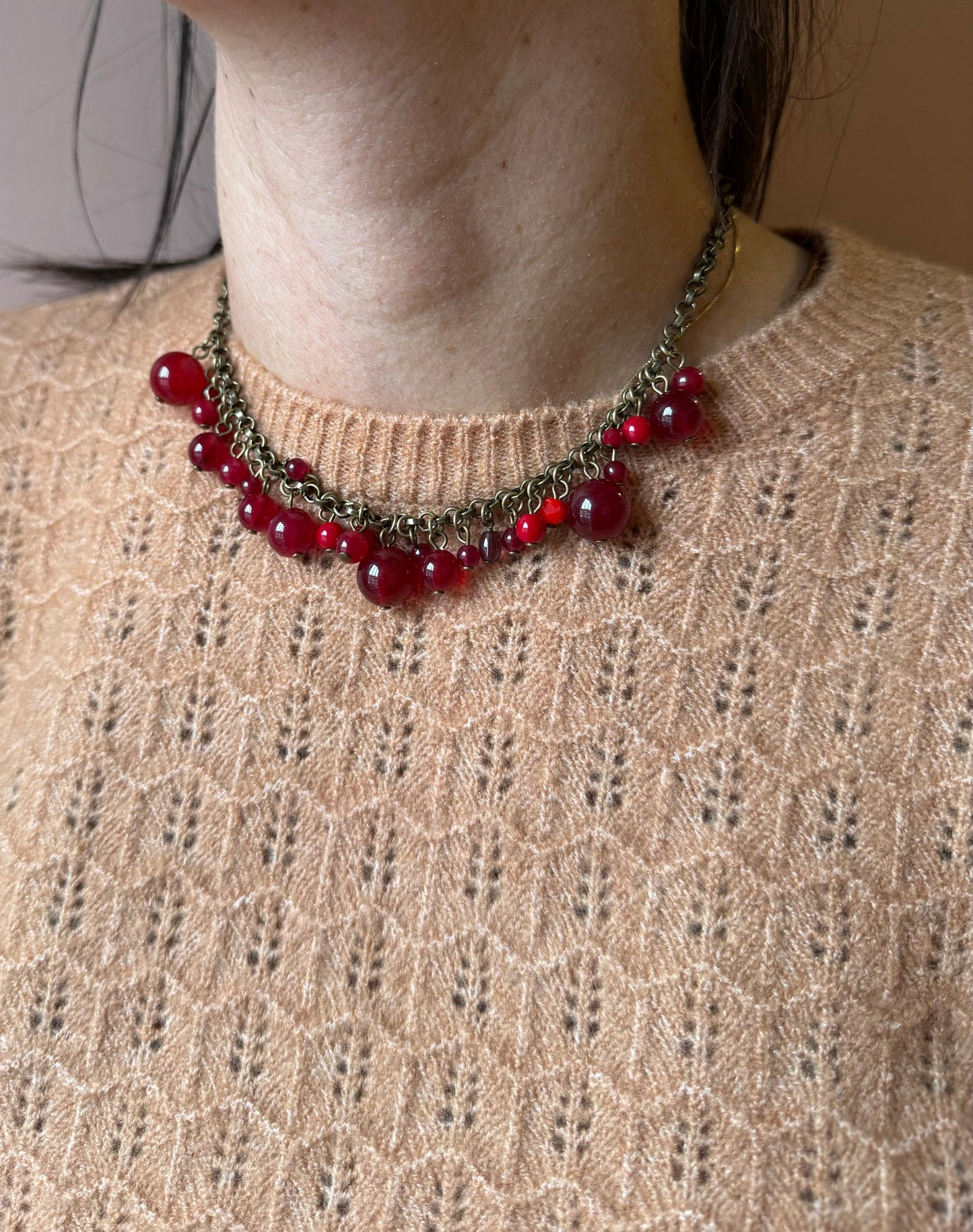 Choker perline rosso Unique