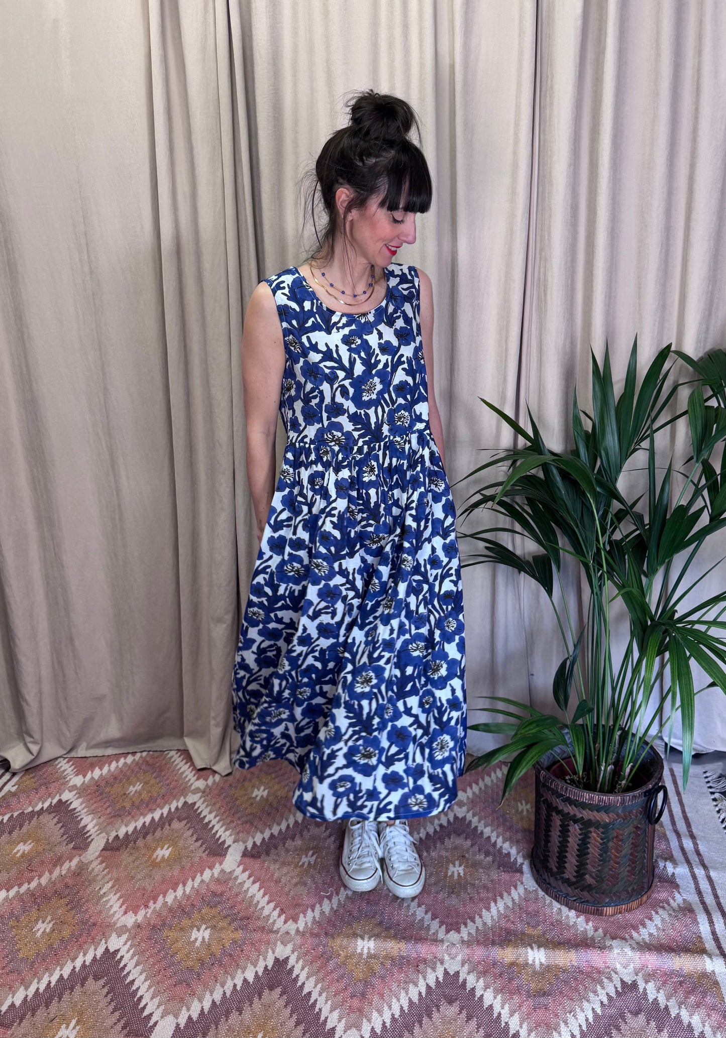 Abito Dafne Fiori Blu Xiwikj
