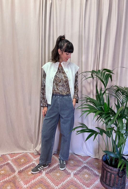 Pantaloni over in velluto con elastico in vita grigio BOTTEGA CHILOMETRI ZERO