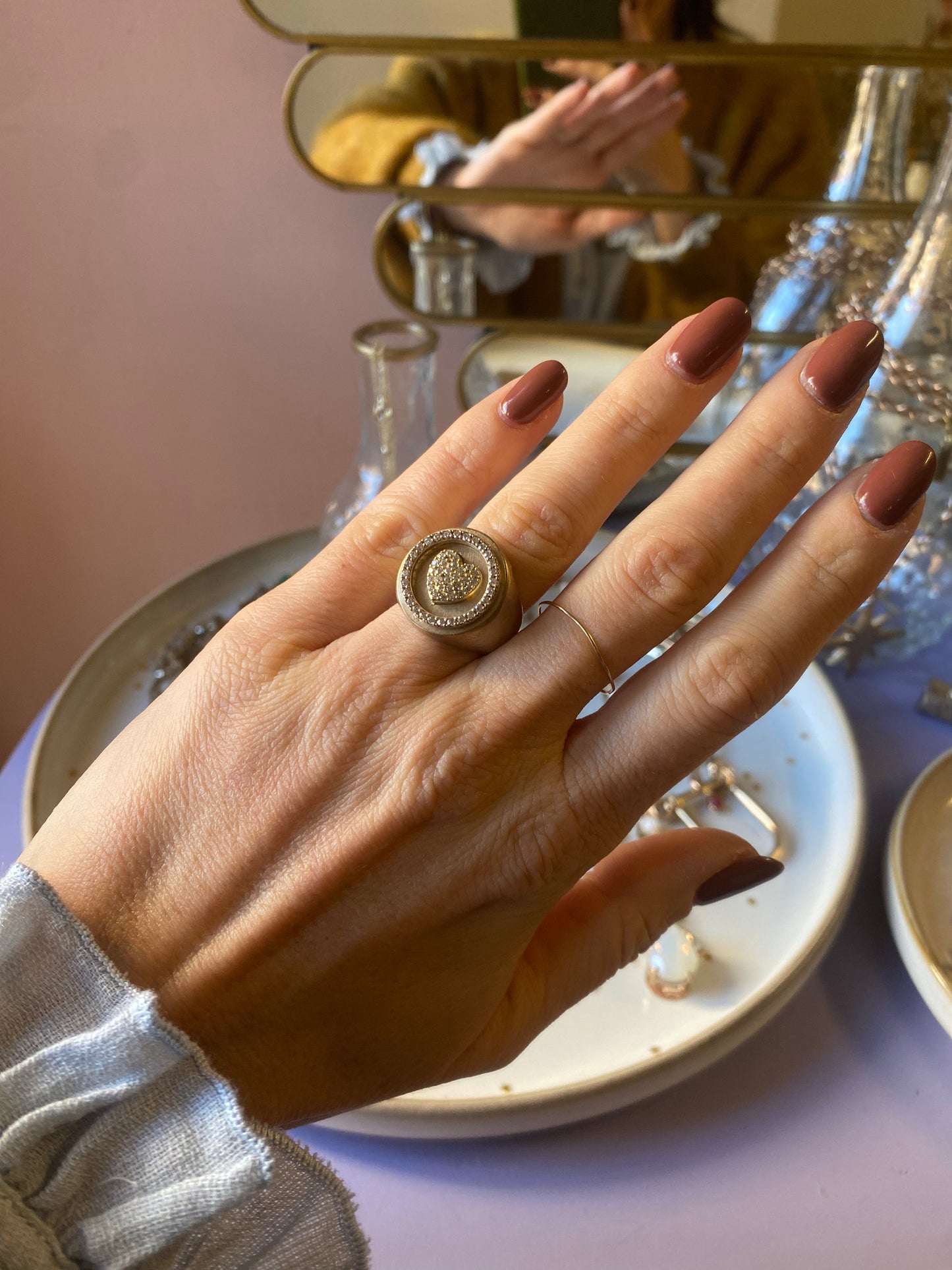 Anello tondo cuore zirconi L|UNA