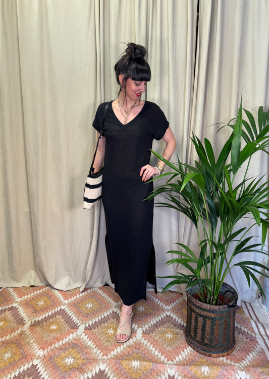 Abito scollo V nero Des Petits Hauts