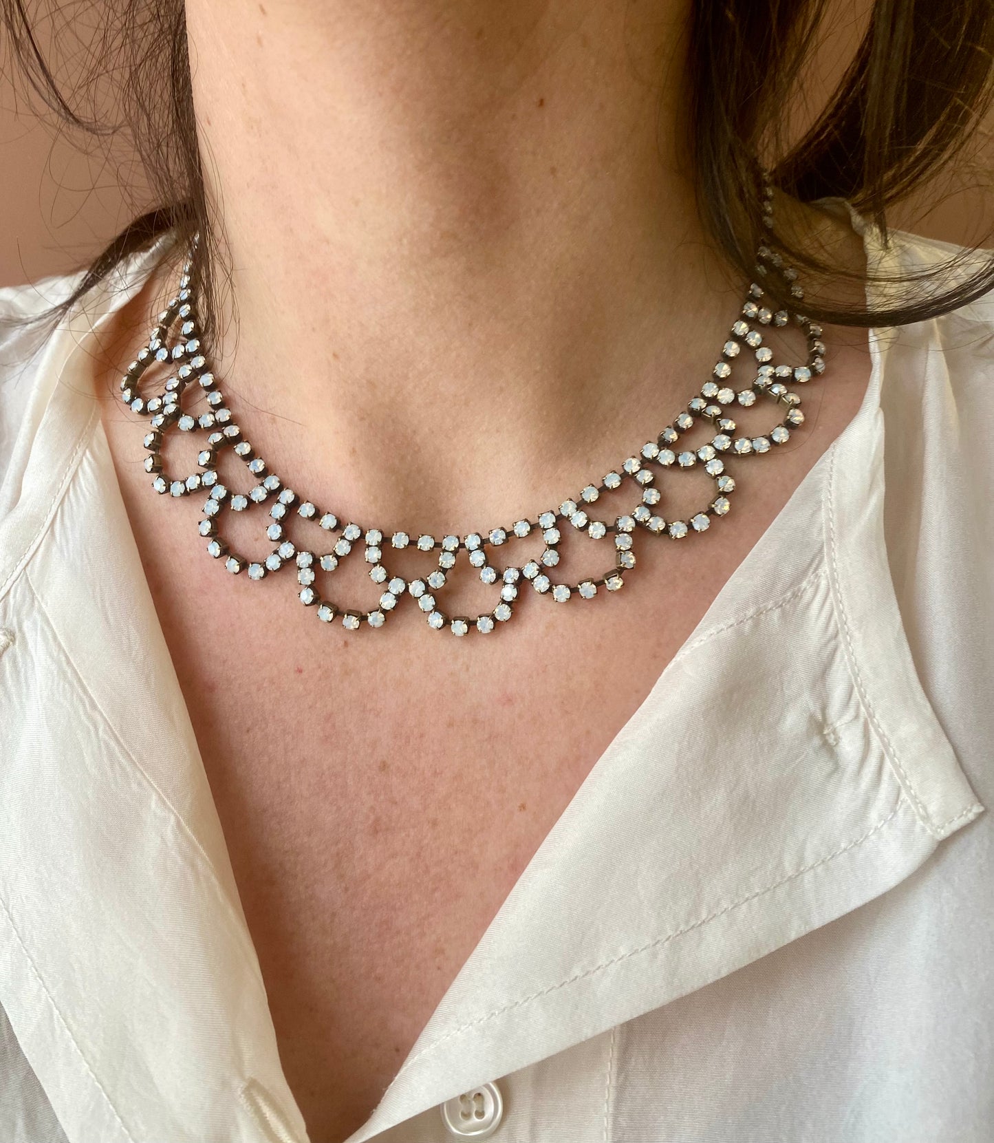 Collana girocollo merletto bianco Unique