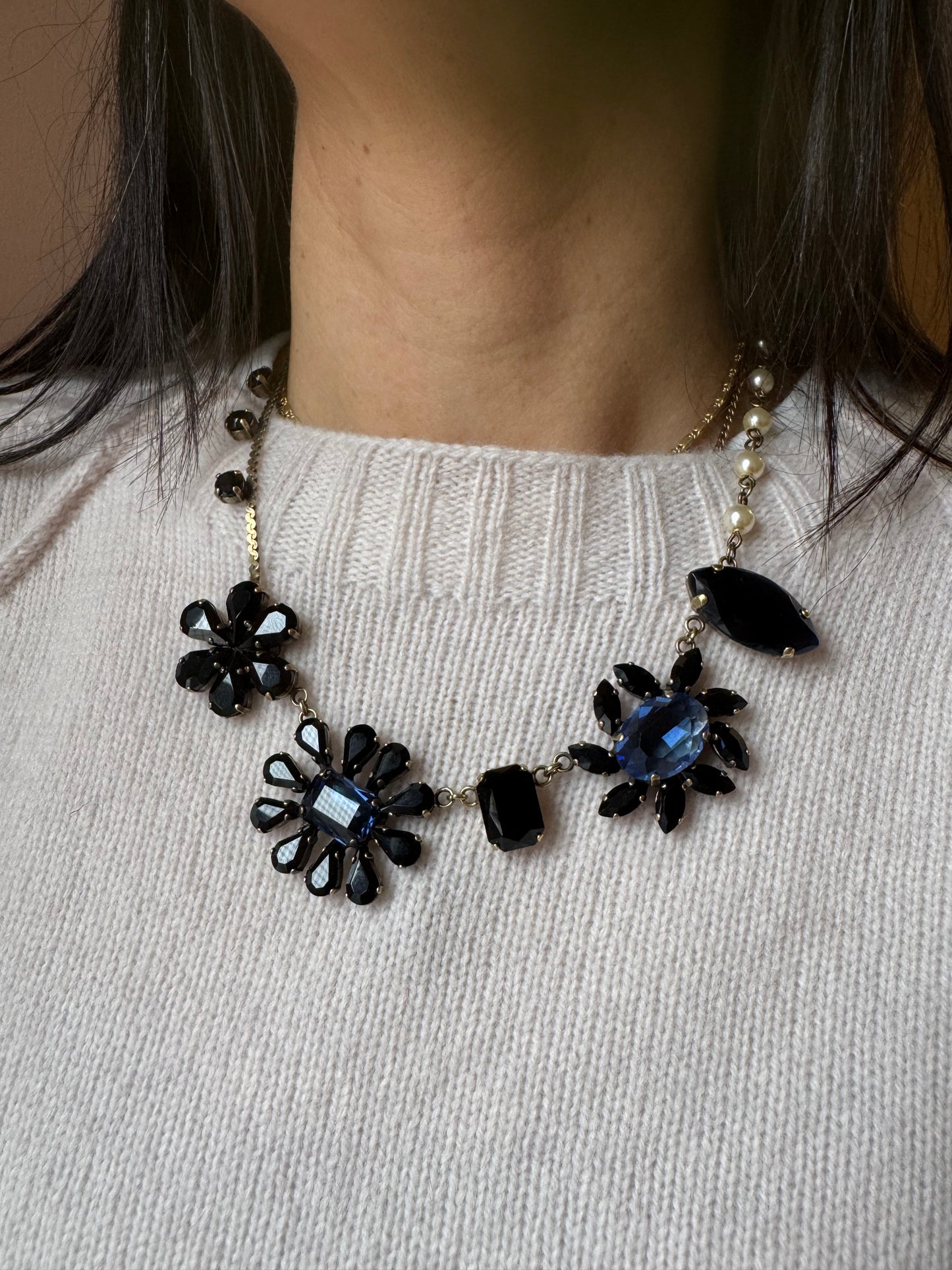 Girocollo mix fiori notte/nero Unique