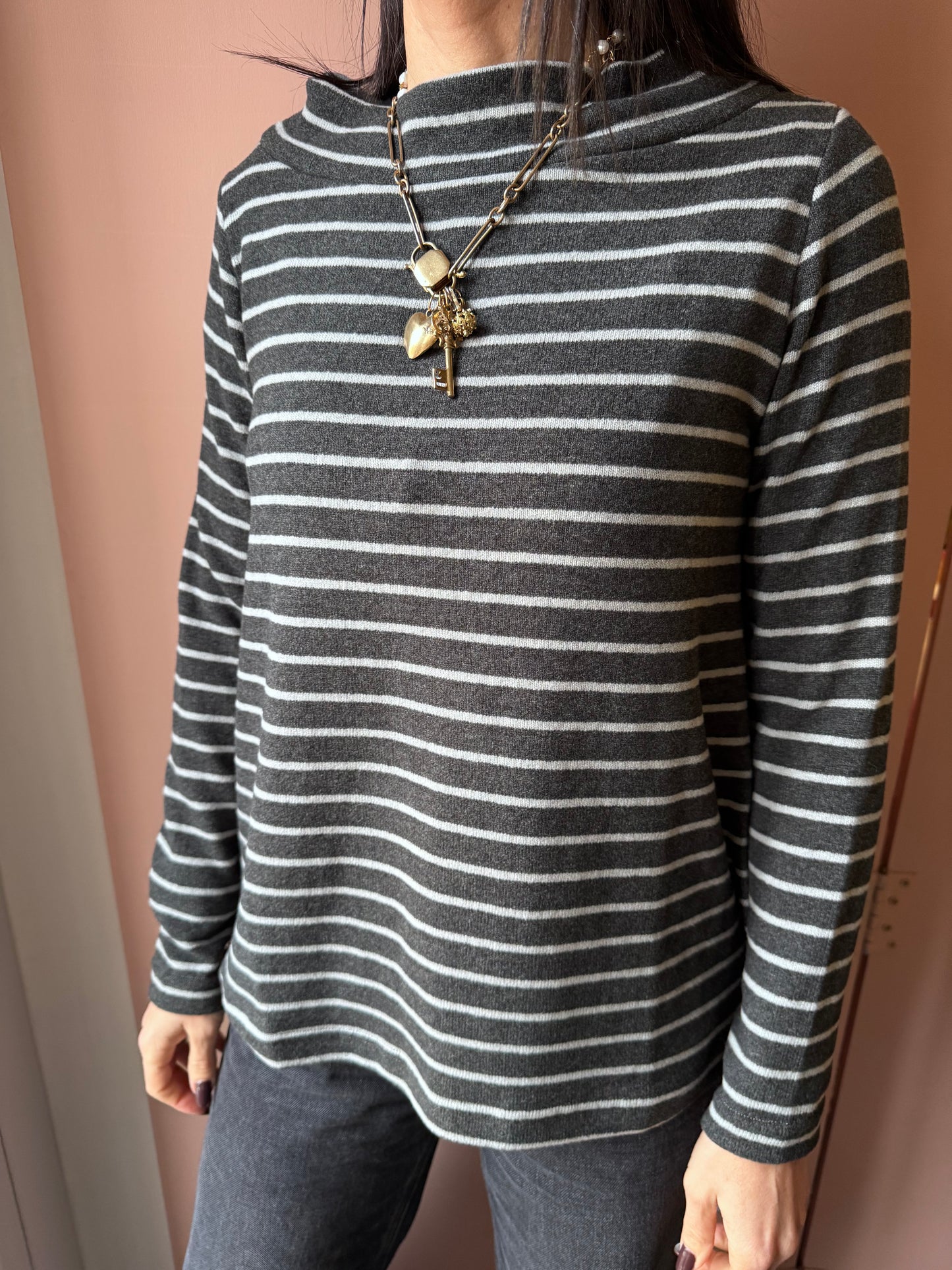 Maglia Victoria antracite riga nebbia MamaB