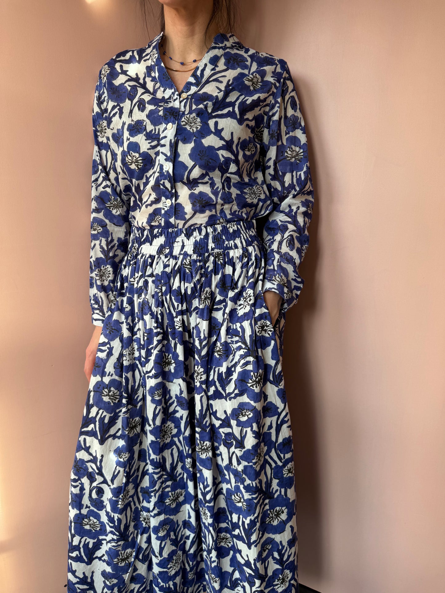 Camicia Fiori Blu XIWIKJ