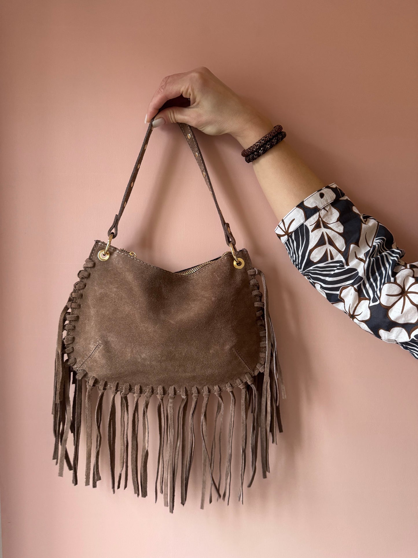 Borsetta frange beige