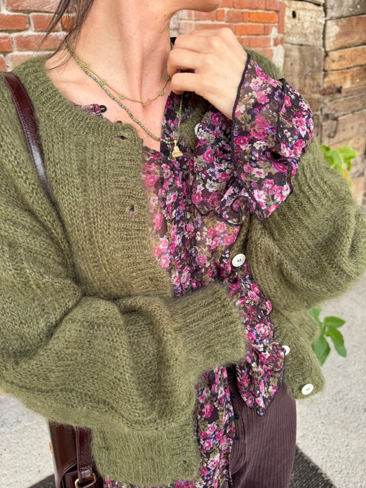 Cardigan Chouette verde DesPetitsHauts