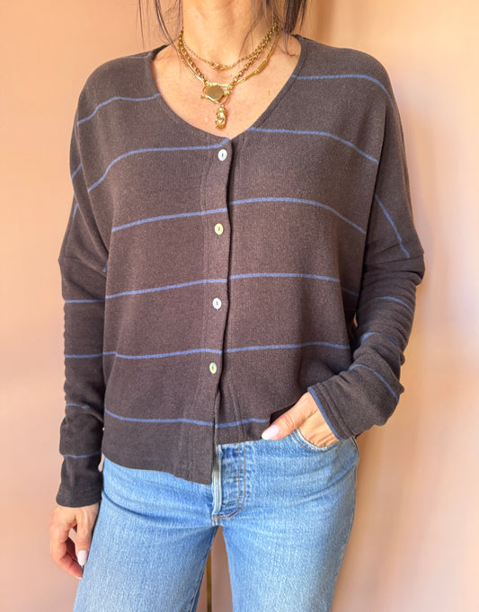 Cardigan scollo V riga denim Neirami