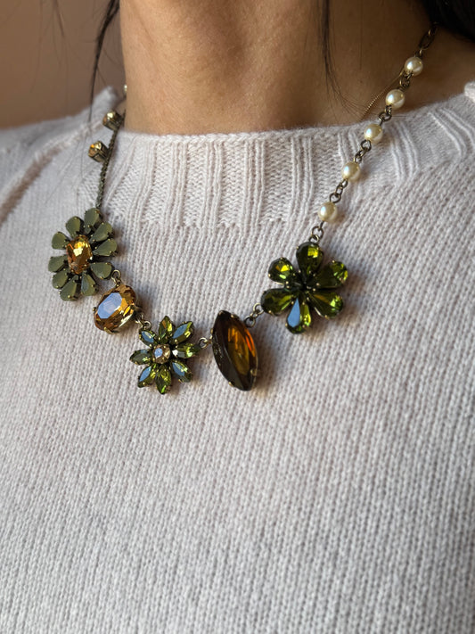 Girocollo mix fiori verde Unique
