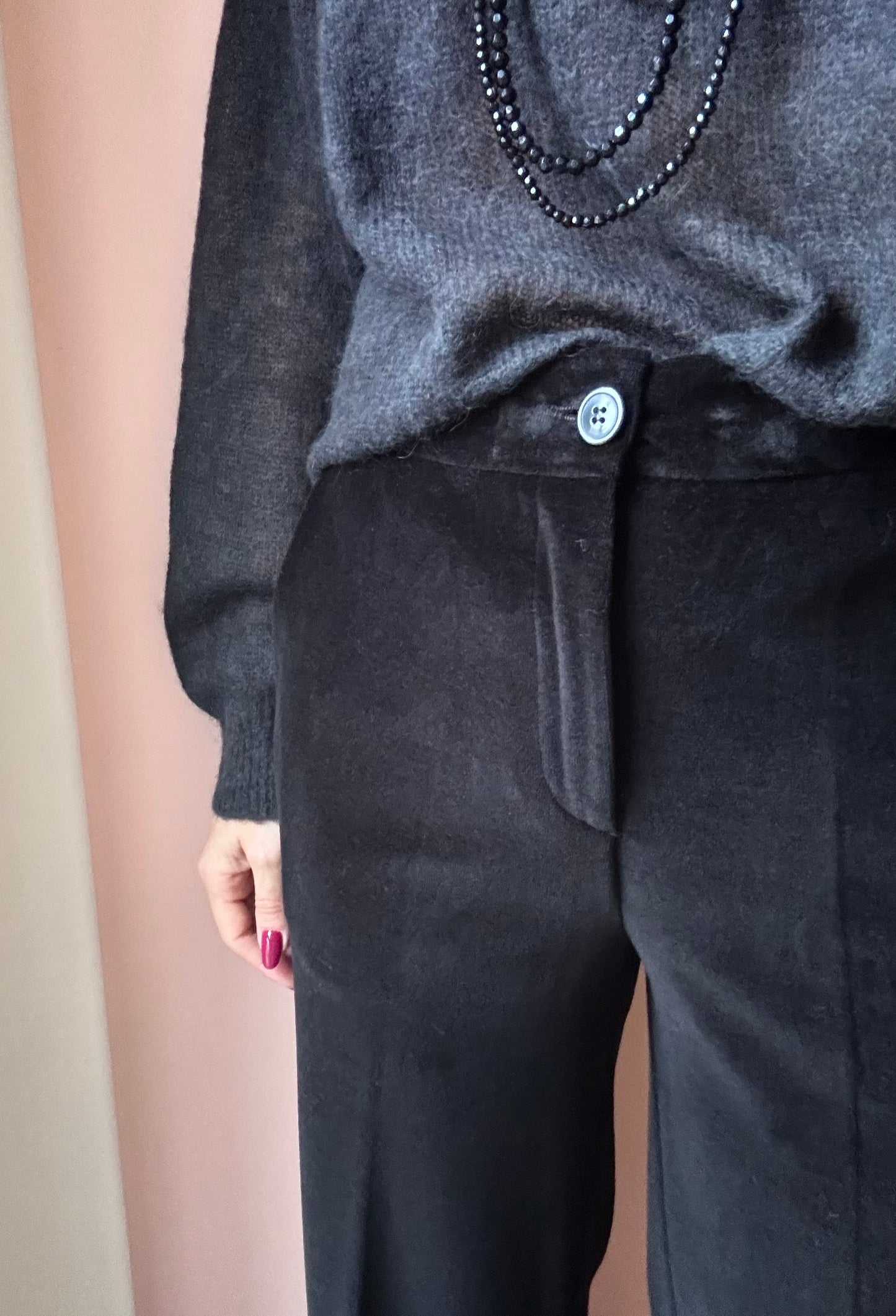 Pantaloni velluto nero Ottod’ame