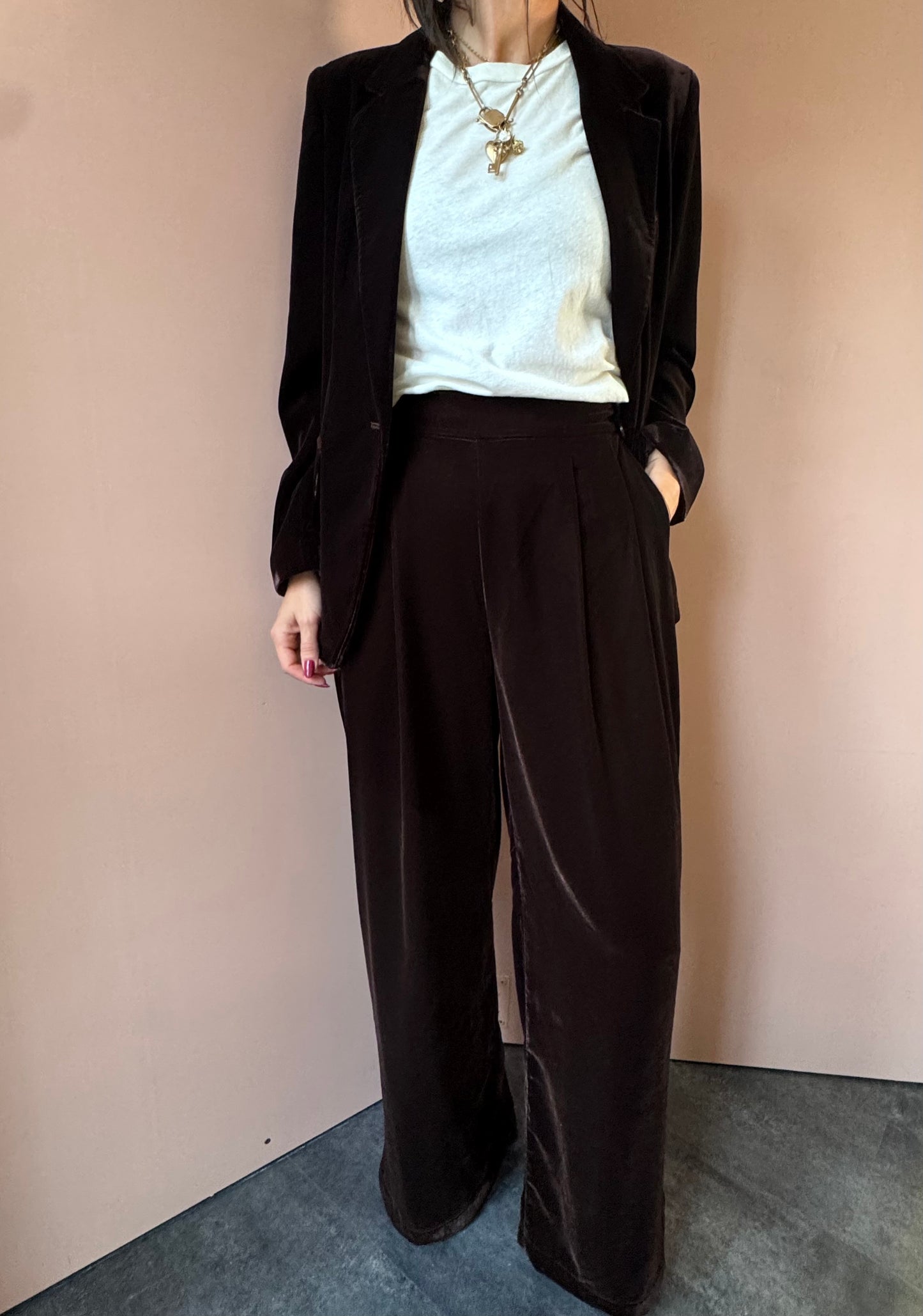 Pantaloni in velluto marrone WU SIDE