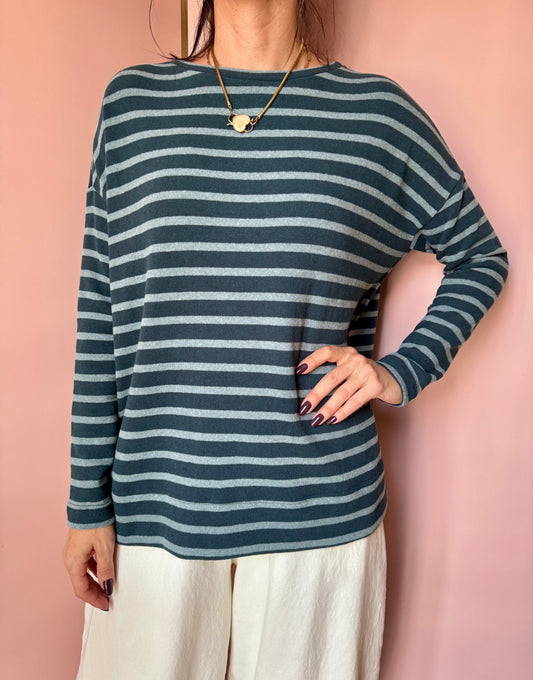 Maglia Mara riga petrolio MAMA B
