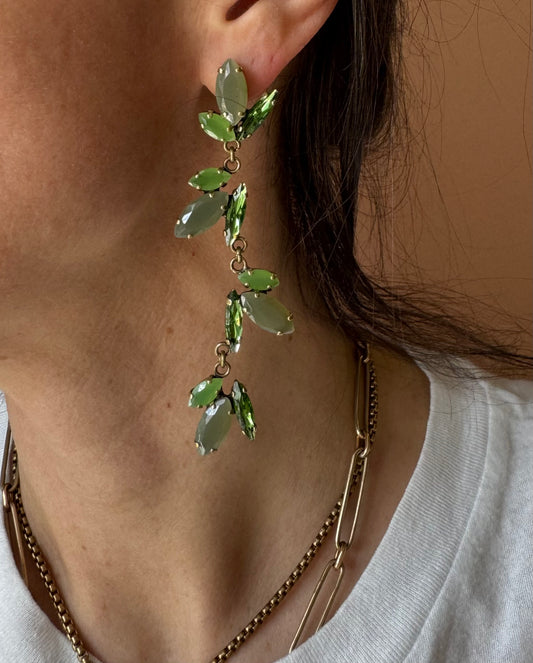 Orecchini pendenti mix navette verde Unique
