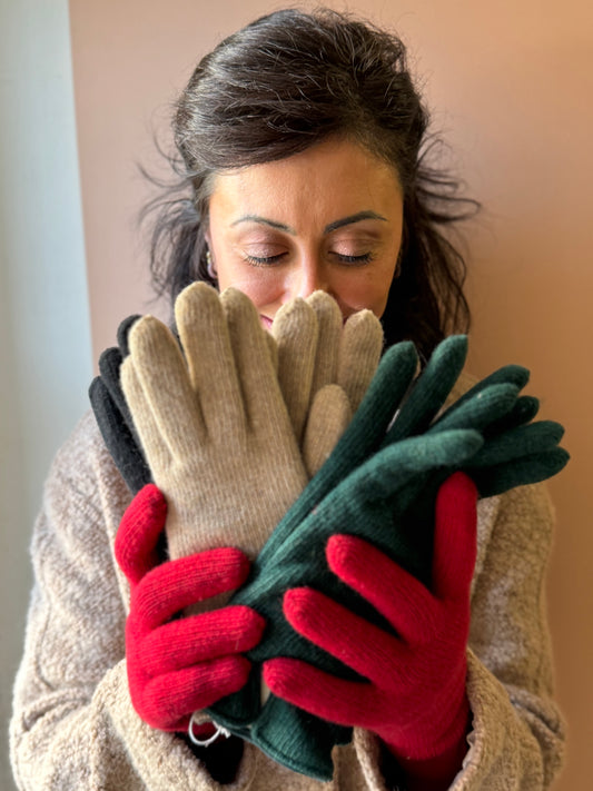 Guanti in lana foderati cashmere