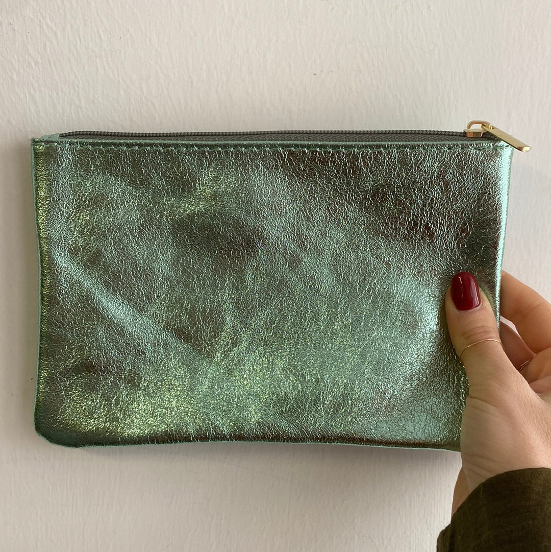 Pochette in pelle metallizzata Tg.L