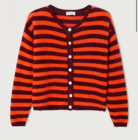 Cardigan VITO righe rosso American Vintage