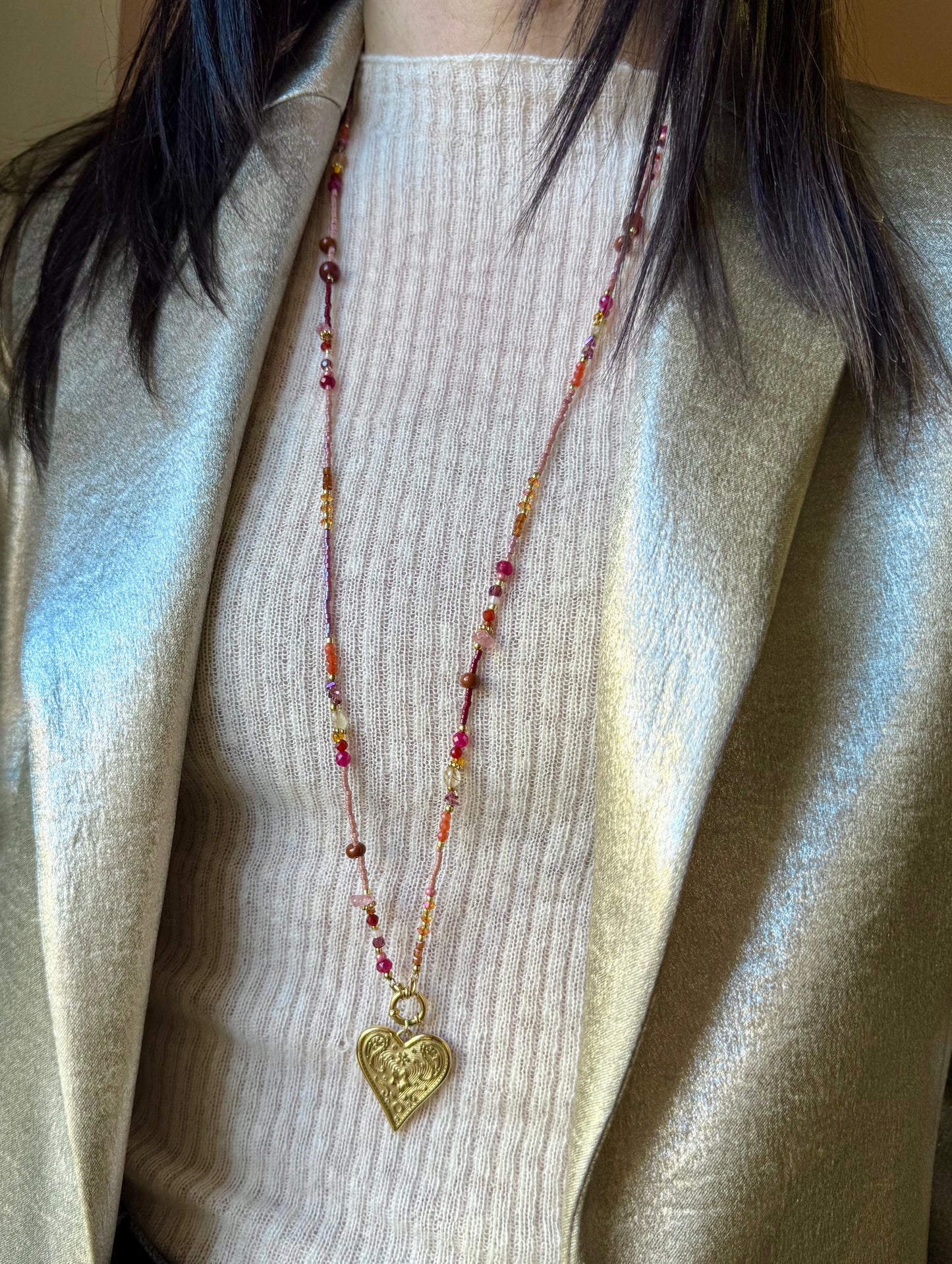 Collana cuore e perline