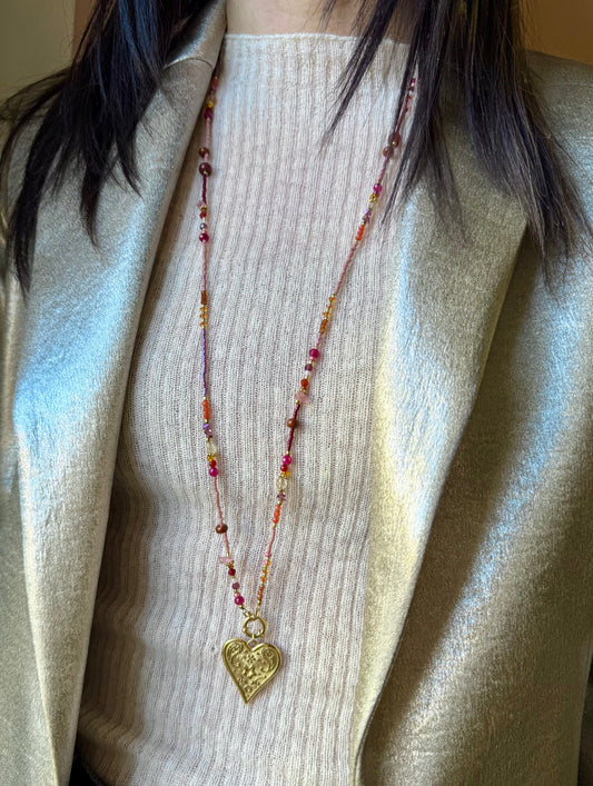 Collana cuore e perline