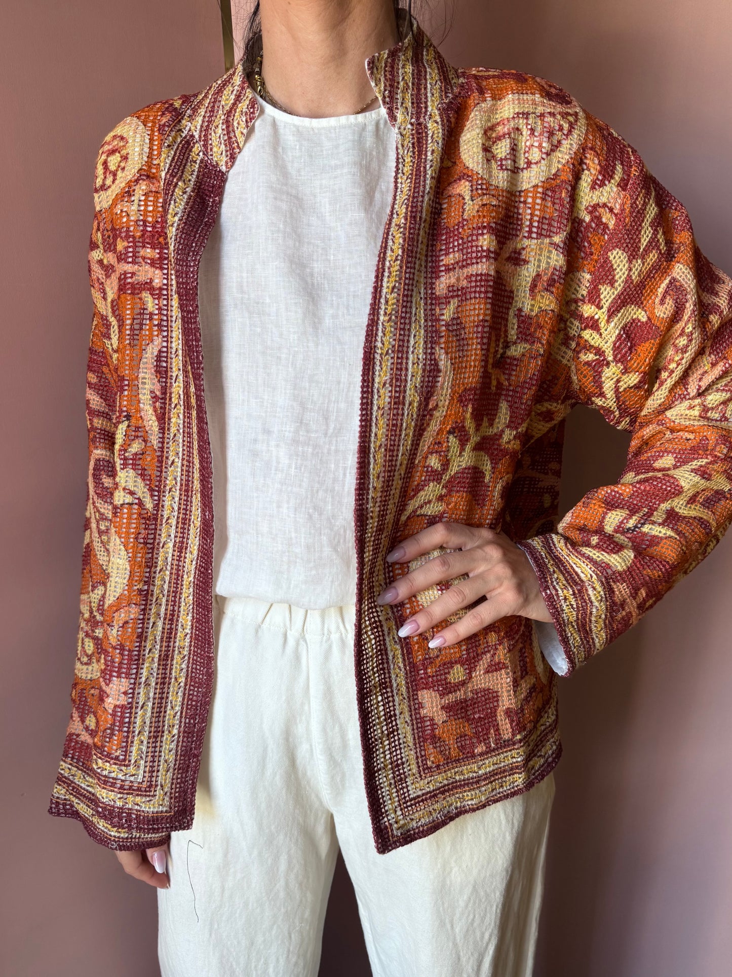 Giacca/Kimono bordeaux/arancio taglia unica