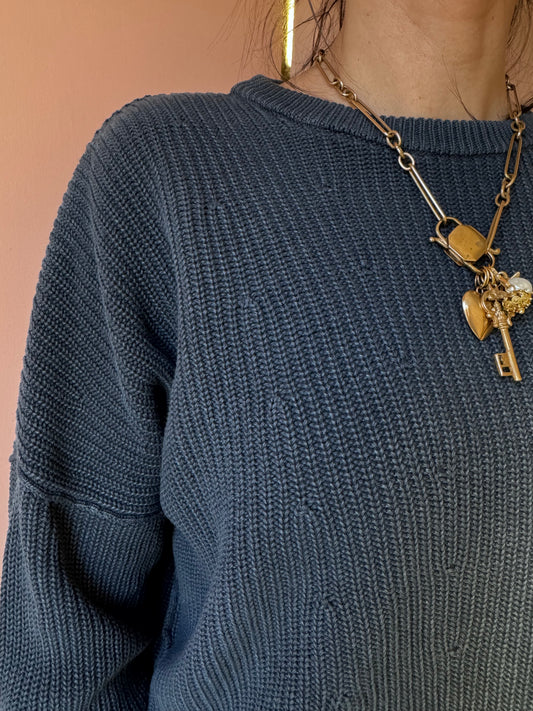 Maglioncino indaco-zolfo blu Pomandére